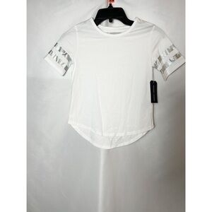 NWT Melrose and Market White With Silver Striped Sleeves